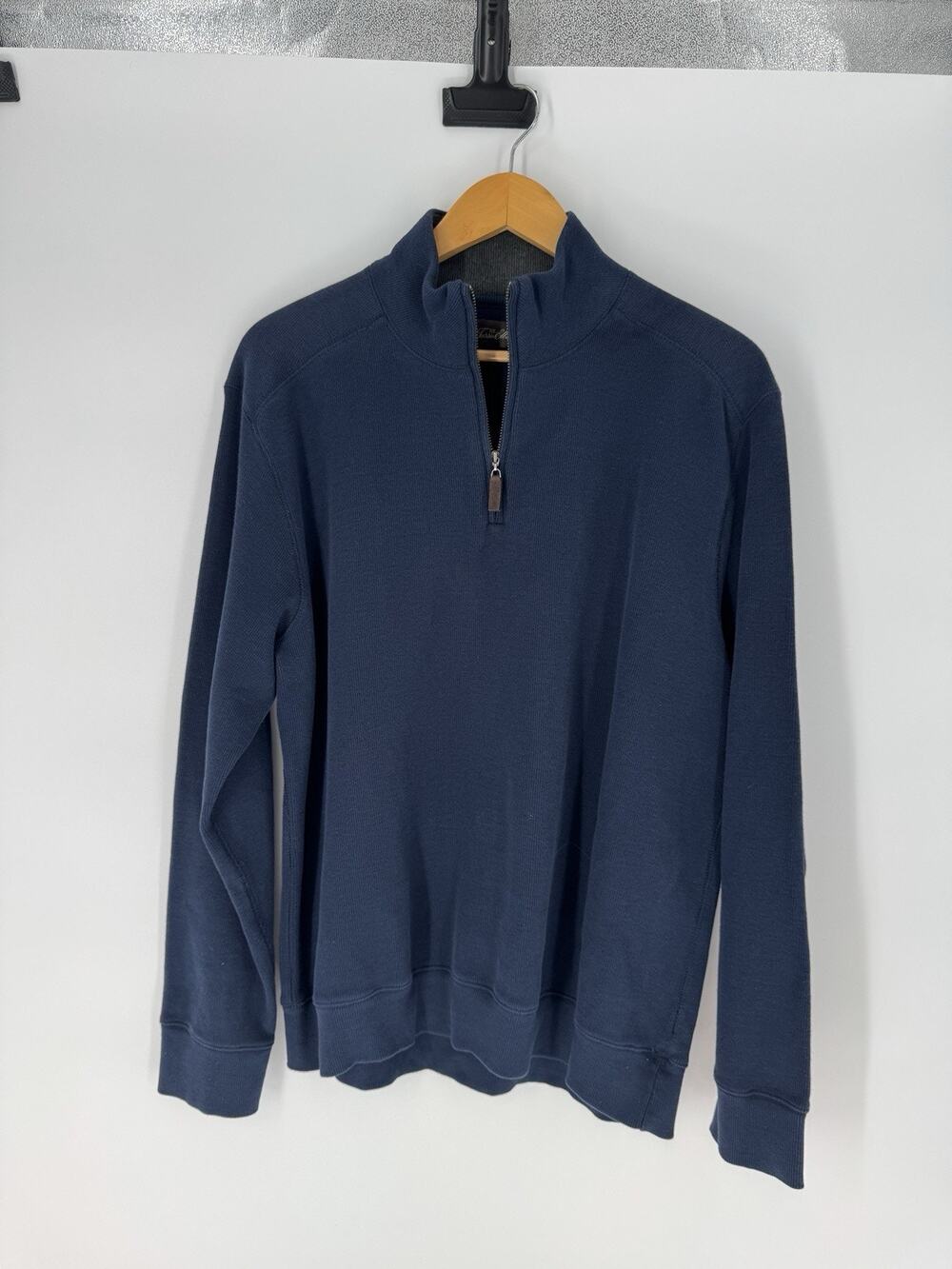 Tasso Elba Men's 100% Cotton Cable Knit Sweater Blue 1/4 Zip Size Large